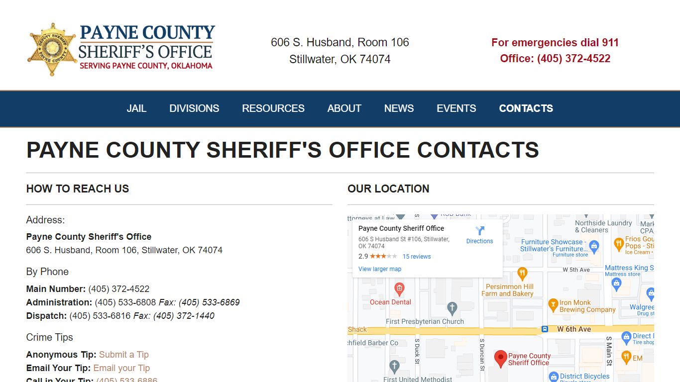 Contact Us - Payne County Sheriff's Office Oklahoma